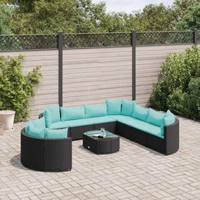 vidaXL Set canapele de grădină cu perne, 10 piese, negru, poliratan