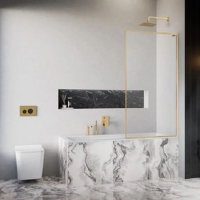 Paravan de cada Radaway Modo F SL PNJ II auriu lucios-transparent 90x150 cm sticla 8 mm dreapta