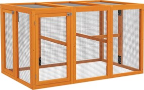 PawHut Coteț pentru 1-3 găini, cadru din lemn, plasă din oțel, design extensibil, bare de așezare din lemn, Portocaliu | Aosom Romania