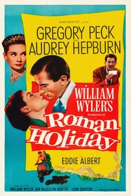 Artă imprimată Roman Holiday, Ft. Audrey Hepburn & Gregory Peck (Vintage Cinema / Retro Movie Theatre Poster / Iconic Film Advert), (26.7 x 40 cm)