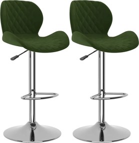 vidaXL Scaune de bar, 2 buc., verde închis, catifea