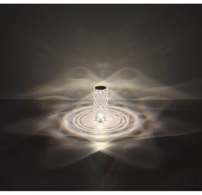 Lampa de masa cu baterii, plastic transparent cu efect de cristal Gixi alb 9cm