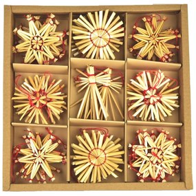 Set ornamente din paie, cu îngerași, 36 buc.