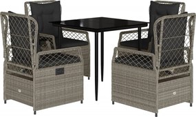 vidaXL Set mobilier de grădină cu perne, 5 piese gri deschis poliratan