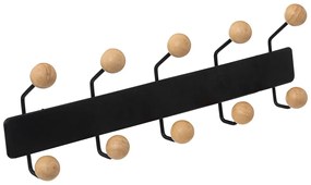 Cuier metalic de perete pentru hol, 10 carlige, 44 x 7,5 x 14 cm