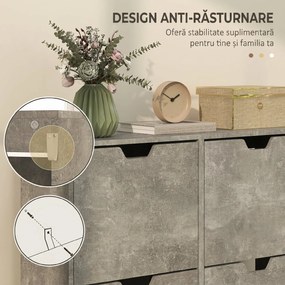 HOMCOM Pantofar cu 4 Sertare Rabatabile pe 2 Niveluri pentru 16 Perechi de Pantofi, 95x26x95 cm, Gri | Aosom Romania