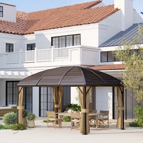 Outsunny Pavilion de grădină, cort petrecere, cort festiv, 4 x panouri laterale duble, impermeabil, 2 cârlige pentru felinare, aprox. 4 x 3 x 2,8 m, maro | Aosom Romania