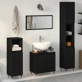 vidaXL Set de mobilier baie 3 piese Stejar Negru Lemn Prelucrat