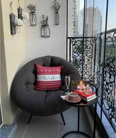 Fotoliu tapitat cu stofa si picioare metalice,rotund,homs,seria B-120,20014