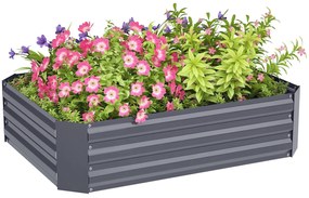 Outsunny Pat înalt din oțel galvanizat, Pat de grădină, Cuva pentru plante, Cuva pentru flori, 120 x 90 x 30 cm, Gri închis | Aosom Romania