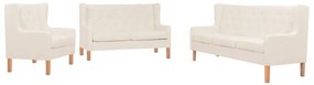 vidaXL Set de canapele, 3 piese, alb crem, material textil