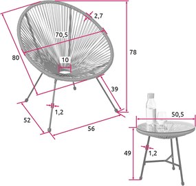 SEGAL203 - Set Masa si scaune gradina, terasa, balcon, veranda, spatiu verde - Albastru