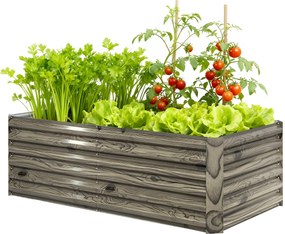 Outsunny Jardinieră mare dreptunghiulară din oțel galvanizat pentru terasă cu bază deschisă 180x90x57,5 cm Natural | Aosom Romania