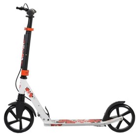 Trotineta din aluminiu NOVOKIDS™ Spooky Scooter, Frana de mana, Max.100 kg, Super Brake, Maner reglabil pe inaltime, Diametru roata 200 mm, Alb