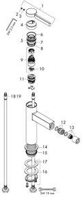 Baterie bideu, Hansgrohe, Finoris, cu ventil push-open, crom