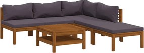 vidaXL Set mobilier grădină cu perne, 6 piese, lemn masiv acacia