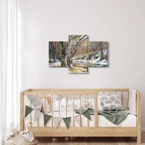 Tablou cu peisaj de iarnă pictat (90x60 cm)