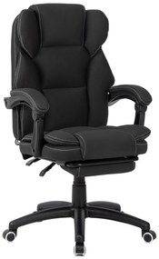 RESIGILAT- Scaun directorial, Masaj si Incalzire in 7 puncte, spatar rabatabil, suport pentru picioare, material textil premium, Negru