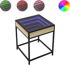 vidaXL Măsuță de cafea cu LED infinity, stejar sonoma, 40x40x51 cm