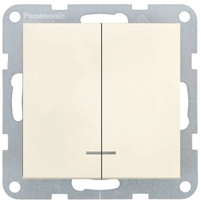 Intrerupator dublu cu led 10A, IP20, Bej, Panasonic Karre Plus 55
