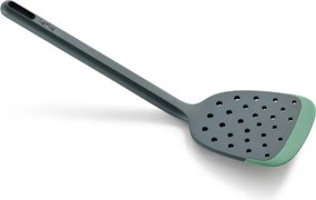 Spatula cu fante Lekue 1010182, 30,6 cm, Rezistenta la zgarieturi, 4/220 °C, Margine flexibila, Verde