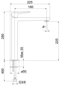 Sapho - Baterie pentru lavoar TURSI 28 cm, crom lucios