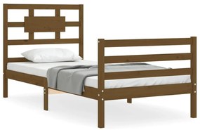 3194429 vidaXL Cadru de pat cu tăblie, maro miere, 90x200 cm, lemn masiv