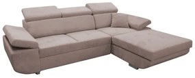 Colțar extensibil CASTELO în formă de L, cu spațiu de depozitare, cu șezlong pe partea dreaptă, bej
