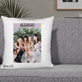 Perna Personalizata K-pop BLACKPINK Foto Grup, 40x40 cm, Alb Pufos, Husa Detasabila, Perna Inclusa, BEKZ®