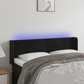 3123426 vidaXL Tăblie de pat cu LED, negru, 147x16x78/88 cm, catifea