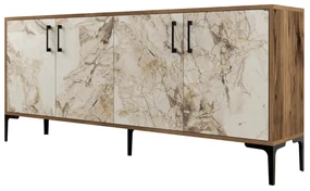 Consolă Kiev - Walnut, White Marble