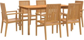 vidaXL Set mobilier de grădină, 7 piese, lemn masiv de tec