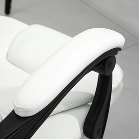 Vinsetto Scaun de birou de masaj, scaun de birou, scaun ergonomic cu înălțime reglabilă, spătar inclinabil și telecomandă cu fir, suport pentru picioare retractabil și pivotant la 360°, alb | Aosom Romania