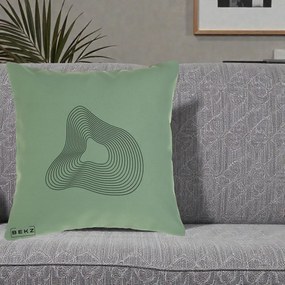 Perna Decorativa Abstract Linii Organice, 40x40 cm, Verde, Husa Detasabila, Perna Inclusa, BEKZ®