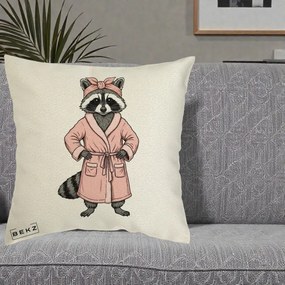 Perna Decorativa Albinuta Kawaii Vesela, 40x40 cm, Ecru, Husa Detasabila, Perna Inclusa, BEKZ®