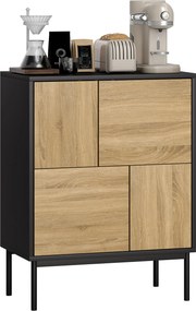 HOMCOM Bufet living mobilier de depozitare dulap de bucătărie uși cu deschidere prin apăsare și 4 compartimente stil modern 60 x 35 x 78 cm, negru | Aosom Romania