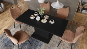 Mazzoni ASTON MINI Negru Mat - MĂSUȚĂ DE CAFEA MODERNĂ EXTENSIBILĂ REGLABILĂ PE ÎNĂLȚIME MASĂ TRANSFORMABILĂ