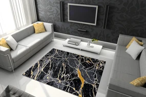 Modern GLOSS covor  529A 82 Marmură, piatră, stilat, glamour negru / gri