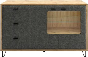 Comoda GRACE, stejar/gri antracit, PAL laminat, 144x42x90 cm