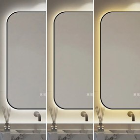 🪞 Oglindă LED cu Touch și Funcție Dezaburire – Ramă Negru, 60x80 cm, Model J187-6080 Smack