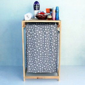 Cos de rufe din lemn cu un compariment textil Homs 50 x 44 x 85 cm