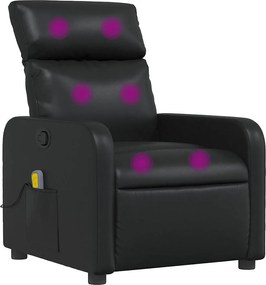 vidaXL Fotoliu rabatabil cu masaj, negru, piele ecologică