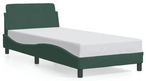 373115 vidaXL Cadru de pat cu tăblie, verde închis, 90x200 cm, catifea