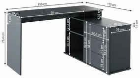 Birou PC universal de colt, grafit,Bortis Impex grafit