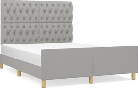vidaXL Cadru de pat fără saltea, gri deschis, 140x190 cm, textil