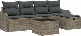 vidaXL Set de canapele pentru grădină cu pernă 6 pcs Gri Rattan poli