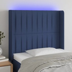 3124274 vidaXL Tăblie de pat cu LED, albastru, 93x16x118/128 cm, textil