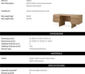 Birou LUX Furnir Stejar Natur, Colston