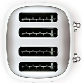 Prăjitor de pâine SMEG 50's Style TSF03WHEU, 2000 W, 4 felii, 6 niveluri, Tava pentru firimituri, Cablu integrat, Oțel inoxidabil, Alb