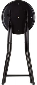 Taburet pliabil pentru living, bucatarie si camping HouseXL™ Black Folding Tobouret, Diametru 30 cm, Design ergonomic, Picioare metalice, Negru